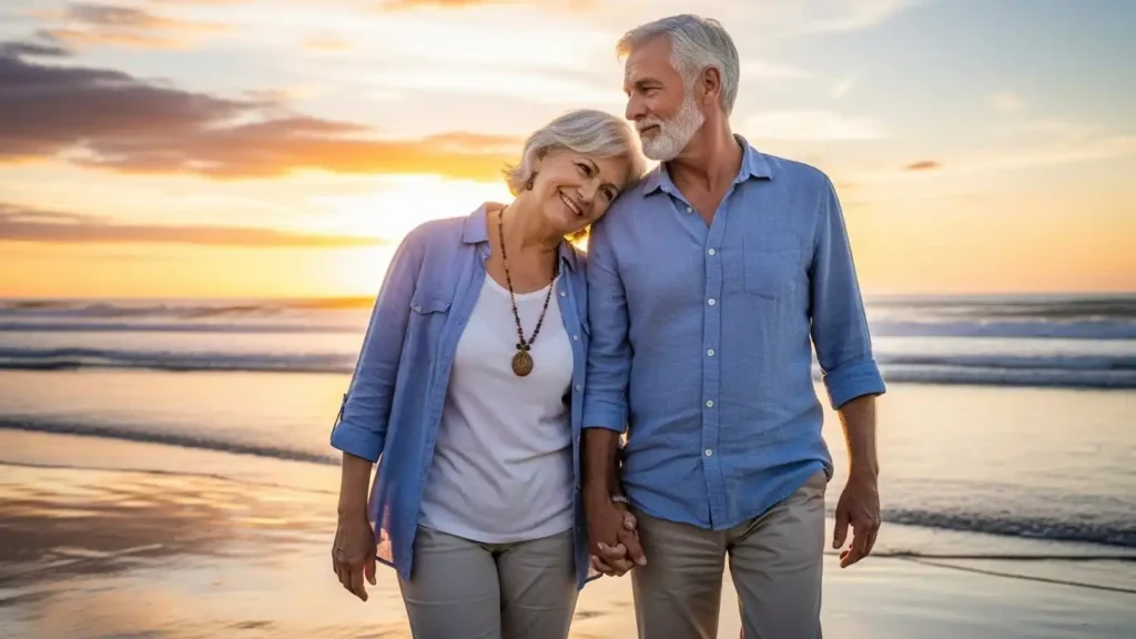 A couple walking together, symbolizing intimacy and recovery after cancer treatment.