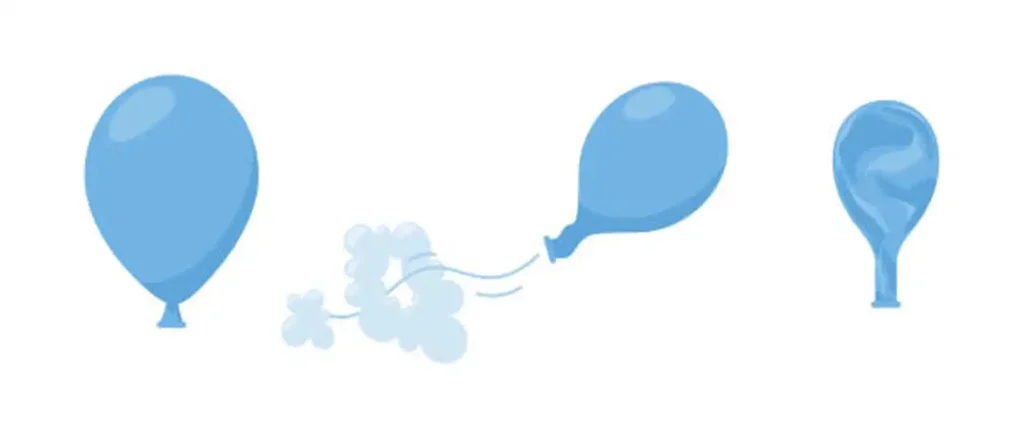 Balloon with duct tape analogy illustrating the curvature caused by Peyronie's disease.
