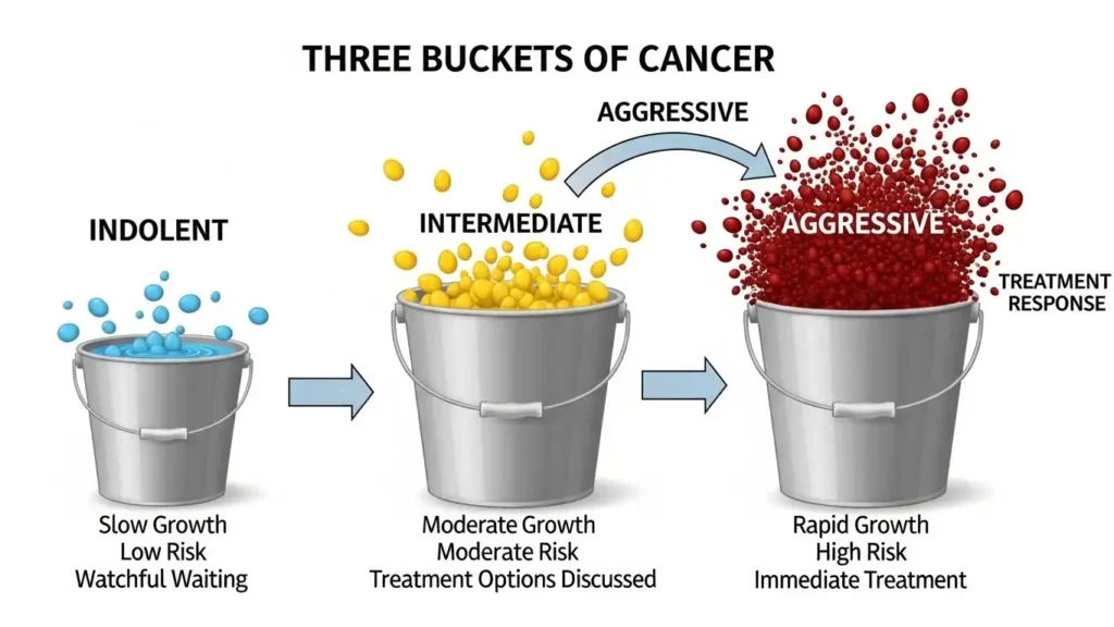 Chart explaining the growth rates of different cancer types for screening education.