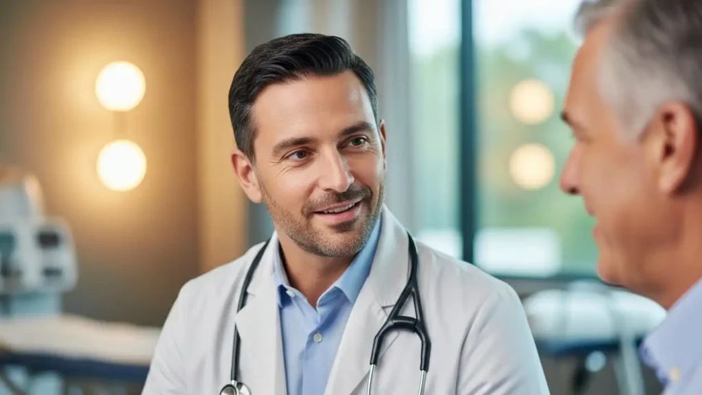 Dr Shervin Badkhshan discussing Mega Phallus / Mega Penis health challenges with a patient.