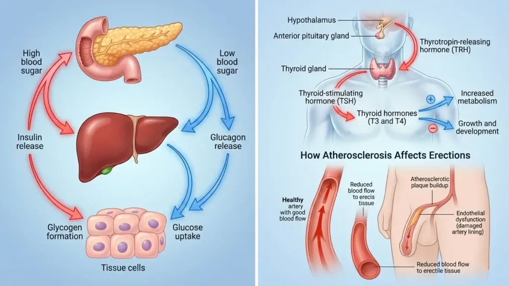 Graphic showing vascular health links between the heart and urologic function.