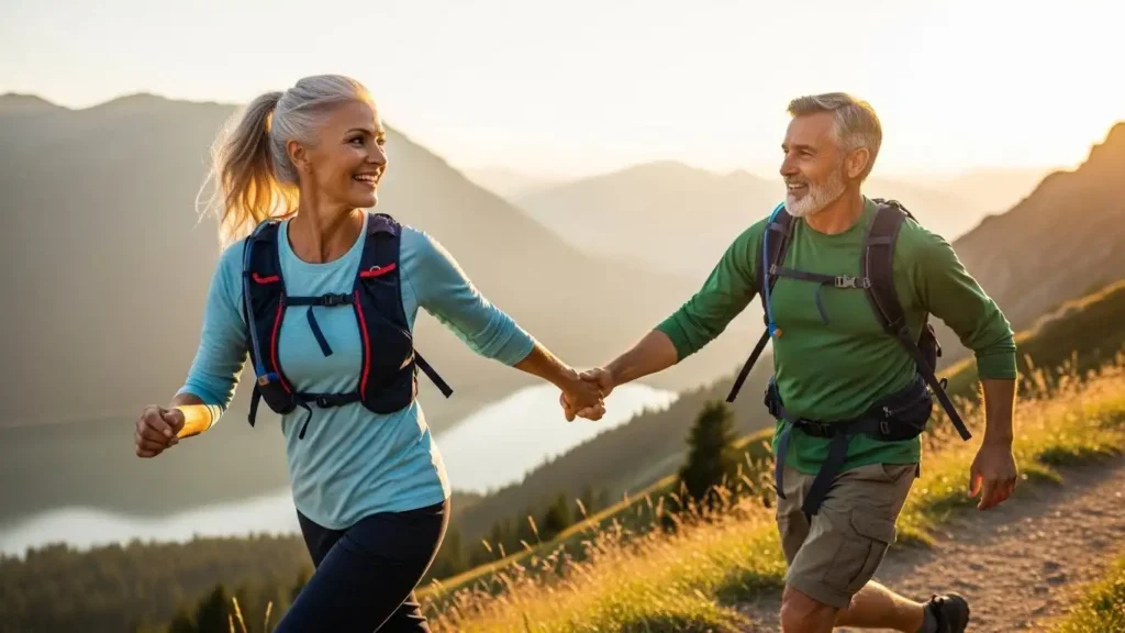 Happy active couple representing improved quality of life through urologic care.