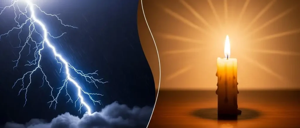 Illustration comparing spontaneous desire lightning bolt vs responsive desire candle