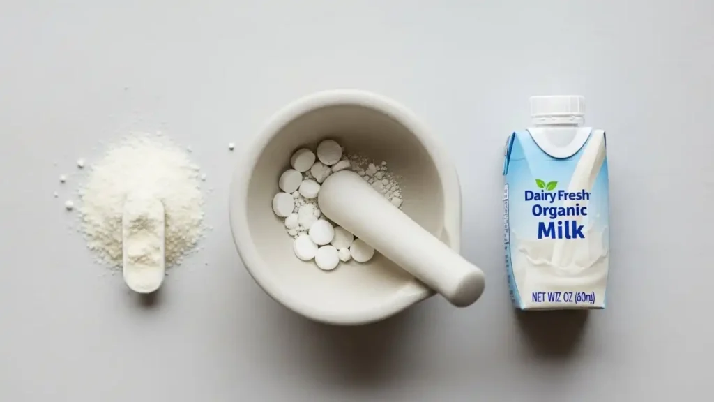 Ingredients for making L. reuteri probiotic yogurt at home.