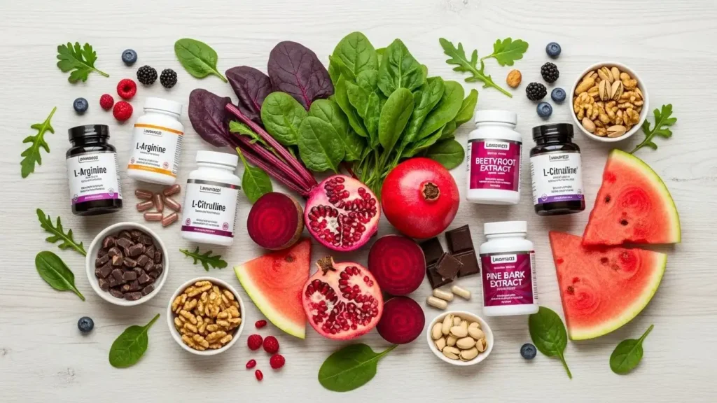 Nitric oxide boosting foods and supplements for natural male performance optimization