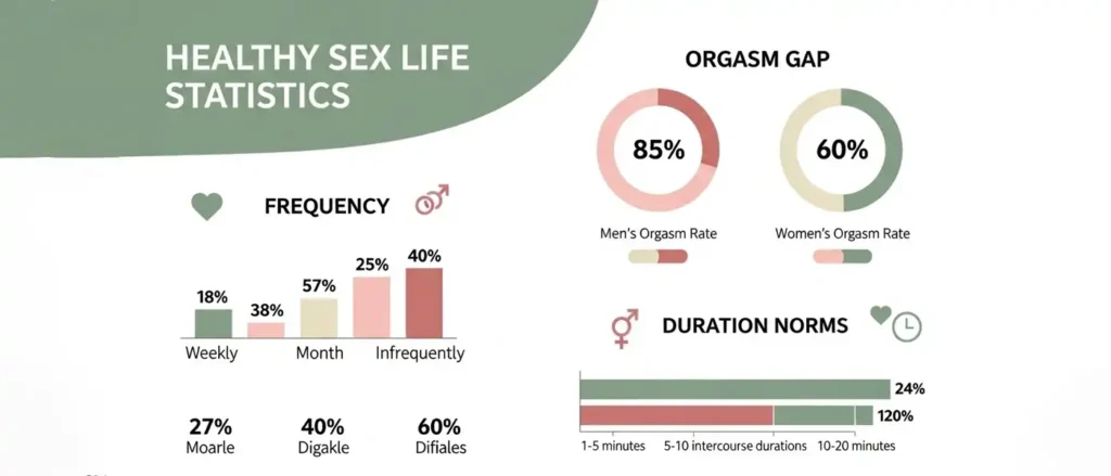 Sexual wellness statistics showing normal frequency and addressing orgasm gap