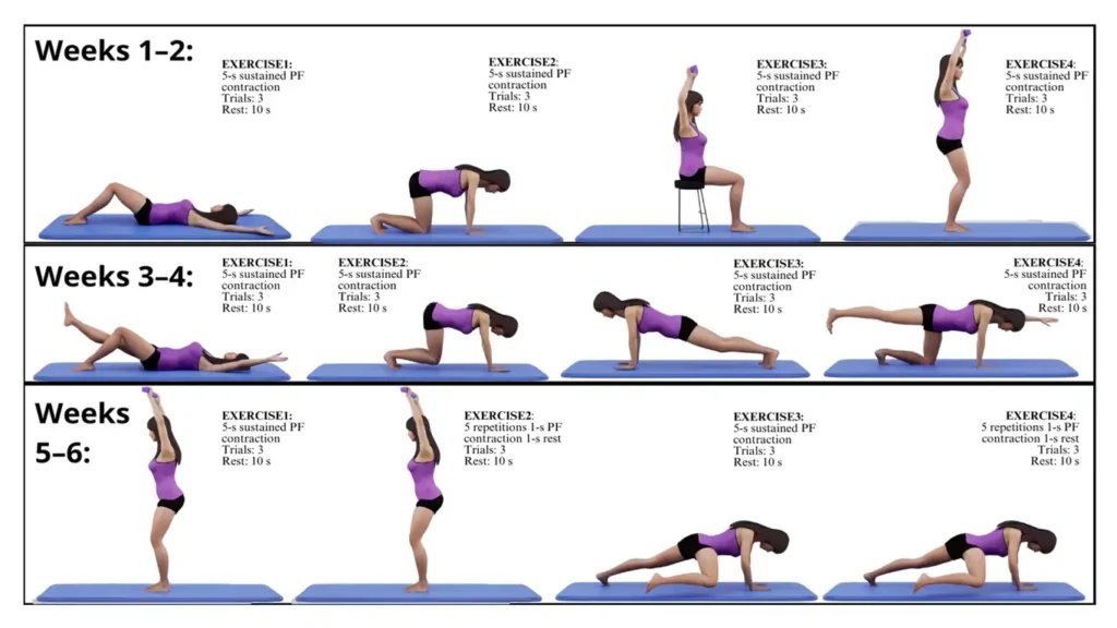 Step by step diaphragmatic breathing technique guide showing proper form for pelvic floor exercises and ejaculatory control