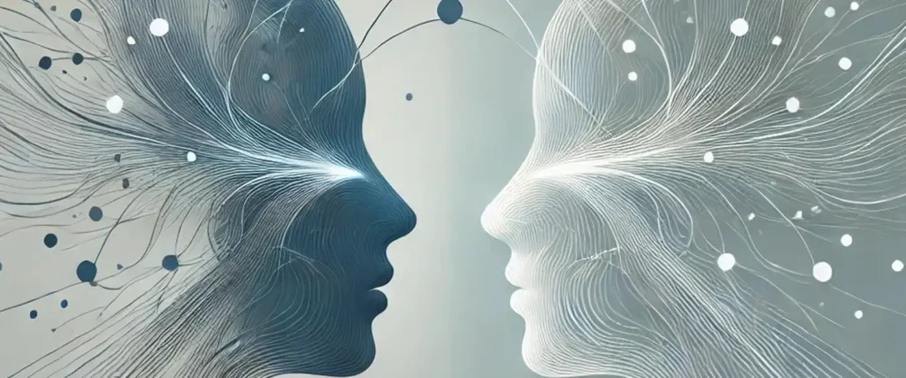 Two matching brainwaves illustrating the concept of brain synchrony in couples.