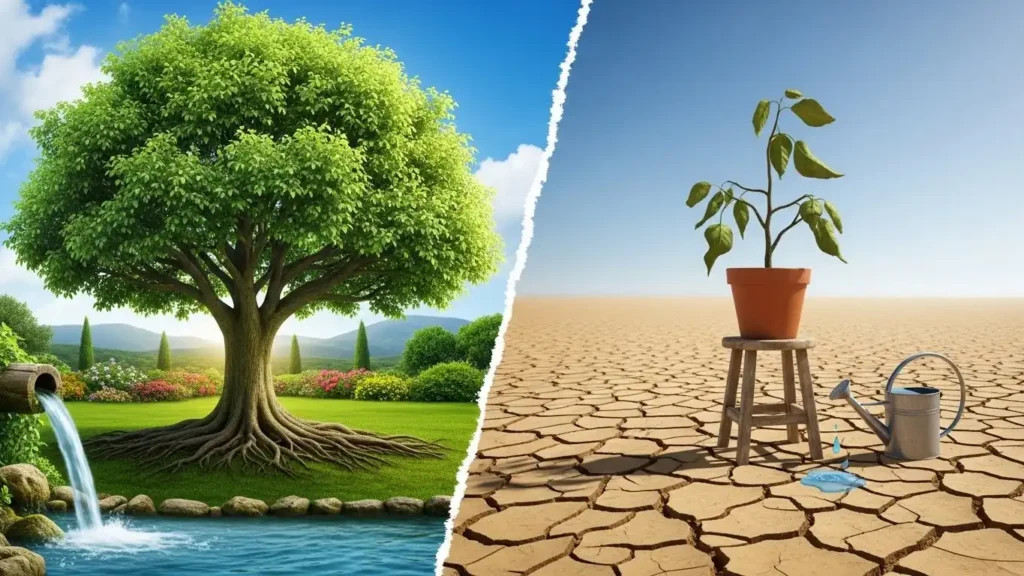 Visual metaphor comparing temporary ED treatments to curative daily strategies.