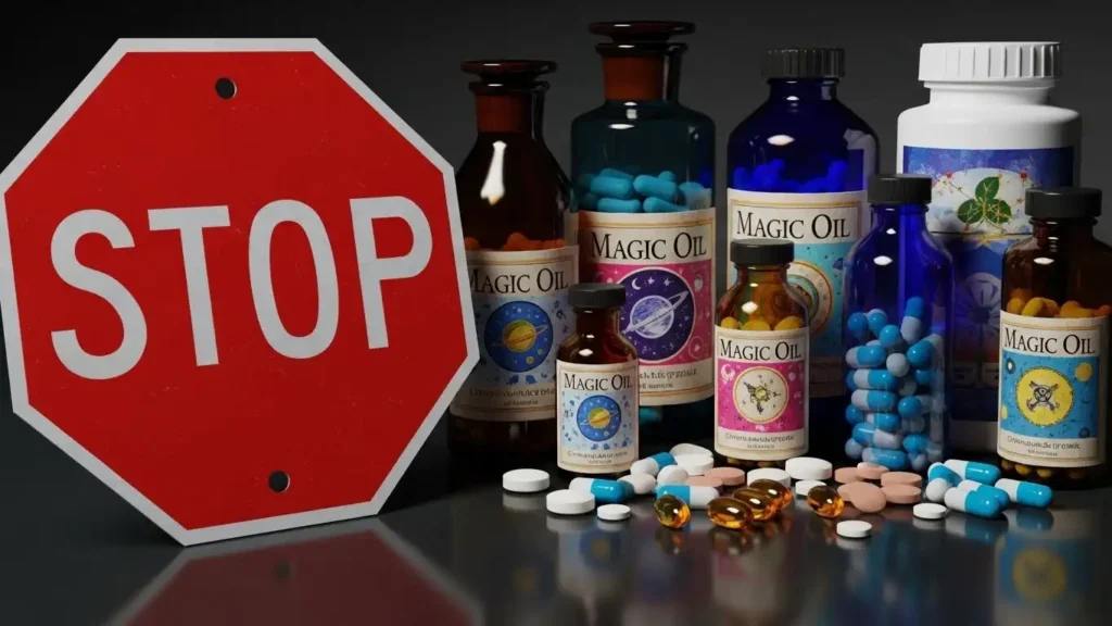 Warning against unverified treatments and oils for male sexual health.