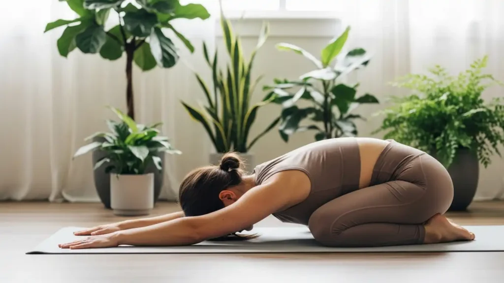 Child's pose stretch for post-workout back recovery and flexibility
