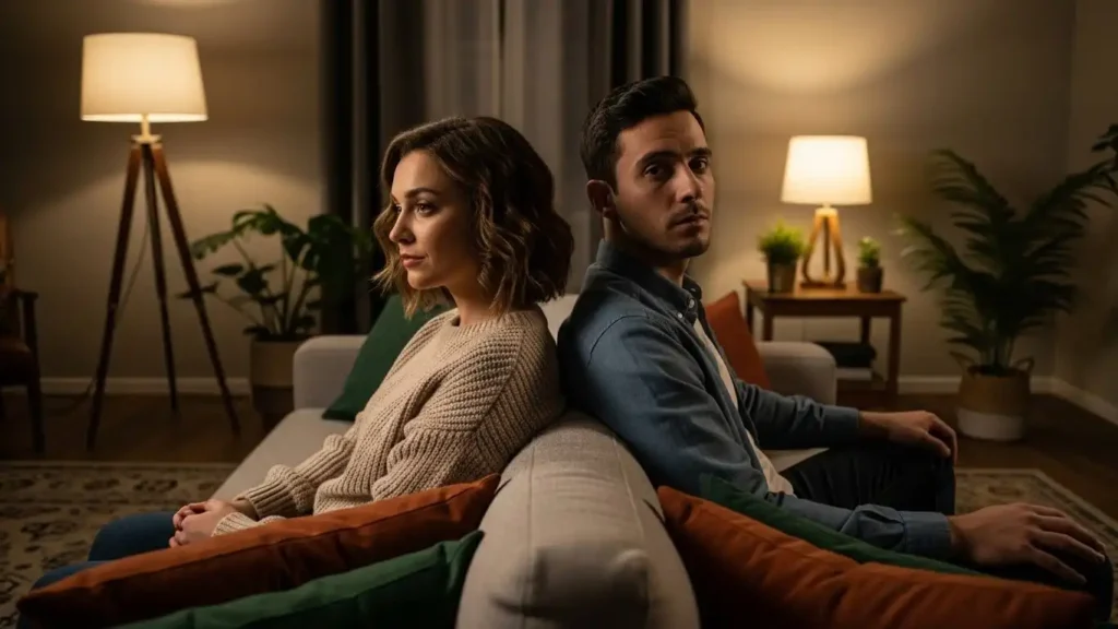 Couple experiencing intimacy stress and communication challenges