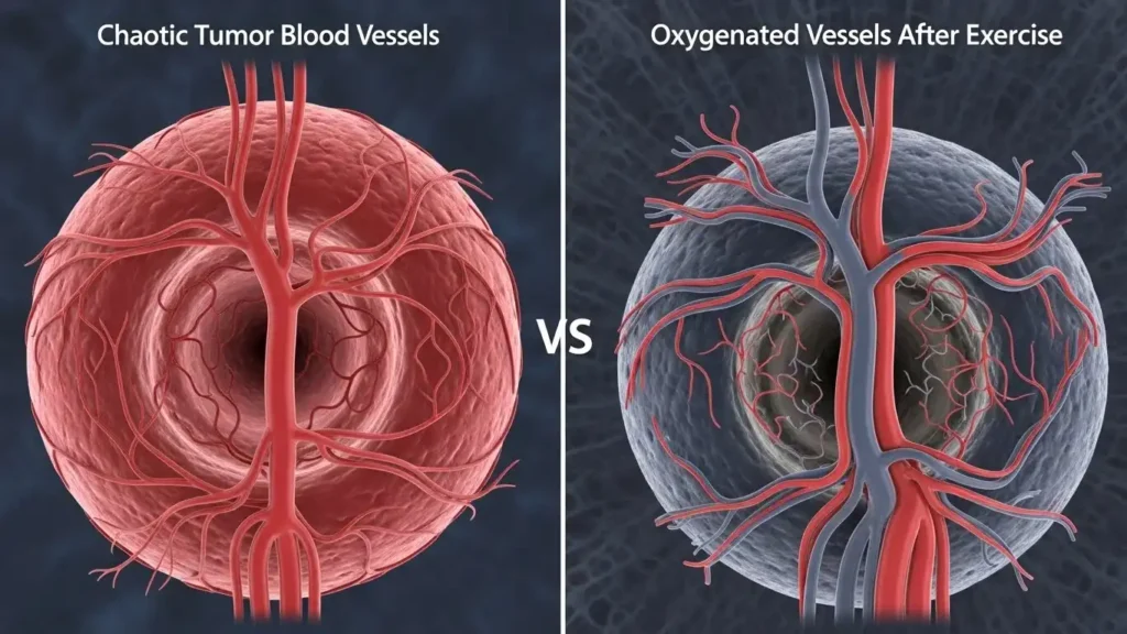 How prostate cancer exercise improves tumor vascularization for radiation therapy.
