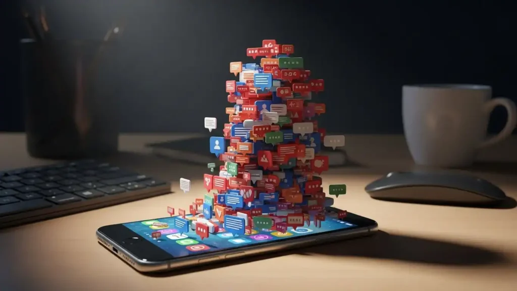 Smartphone notifications illustrating digital stress and anxiety.