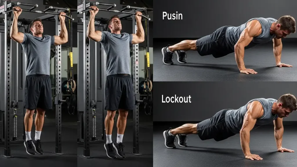 Strict pull-up form dead hang and push-up form standards lockout depth. (pete and bobby challenge dod fitness)